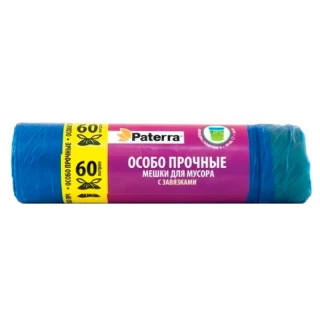 Мешки для мусора "ОСОБО ПРОЧНЫЕ", 60 л, с завязками, 12 мкм, 20 шт. в рулоне, PATERRA